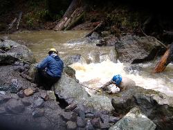 Salmon Restoration - This is me(blue) and my supervisor(yellow) working on a Salmon Restoration project in northern california, we work for the California Conservation Corps.