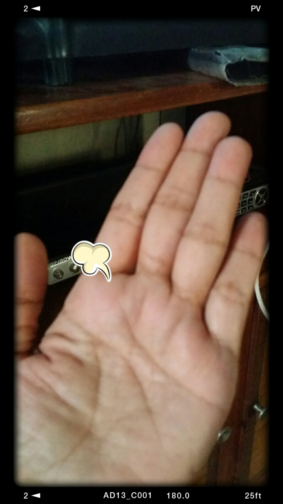 my left palm showing my travel line. my left palm showing my travel line.