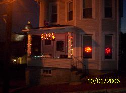 Halloween decorations - This is what the house looked like for Halloween.  The camera didn't exactly take the best pic, but it looked pretty neat anyway!