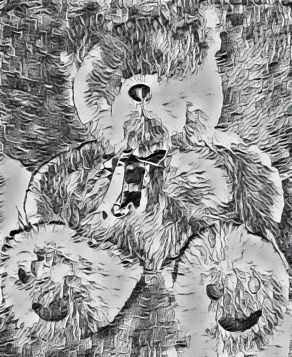 Photo I took of my grandmother&#039;s bear with Escher effect on LunaPic.com