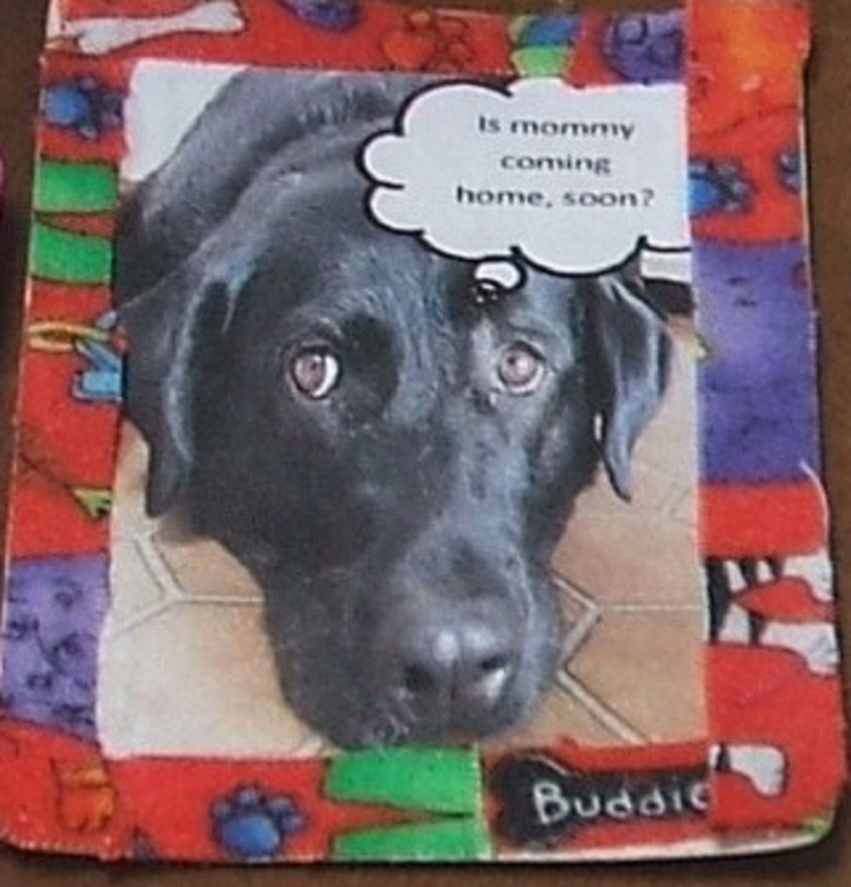 Artist trading card I made with photo of my dog Angel