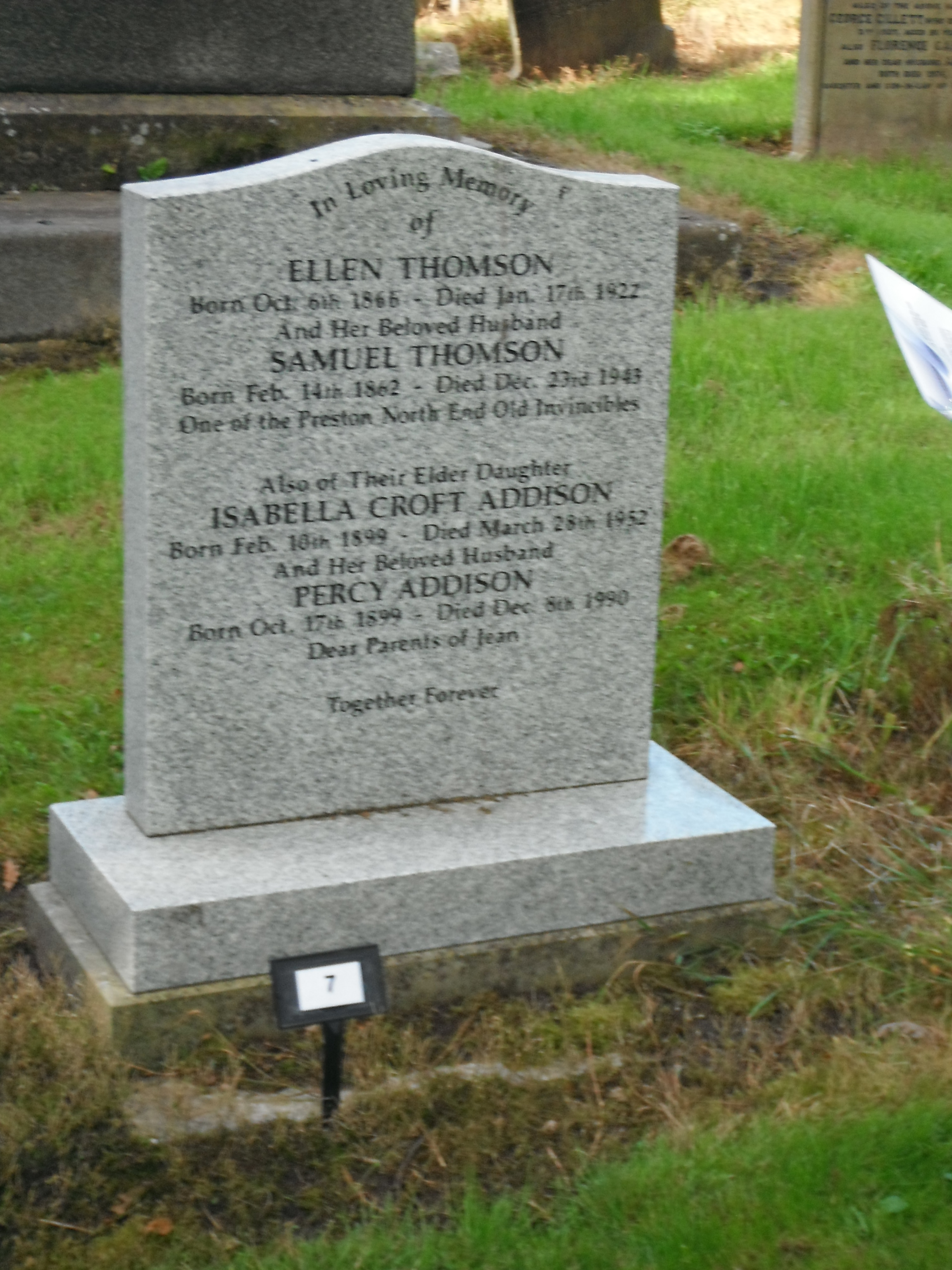 Photo taken by me - grave marker - Preston cemetery 