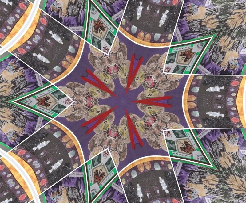 Screencap of my Artist Trading Cards with Kaleidoscope x5 on LunaPic.com