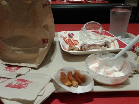 A picture of the remnants of my KFC meal last night.