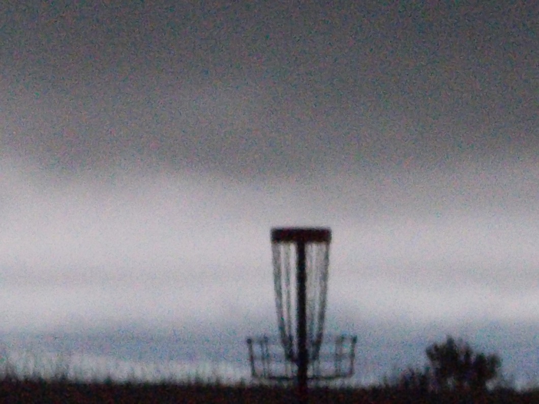 frisbee golf in the fog