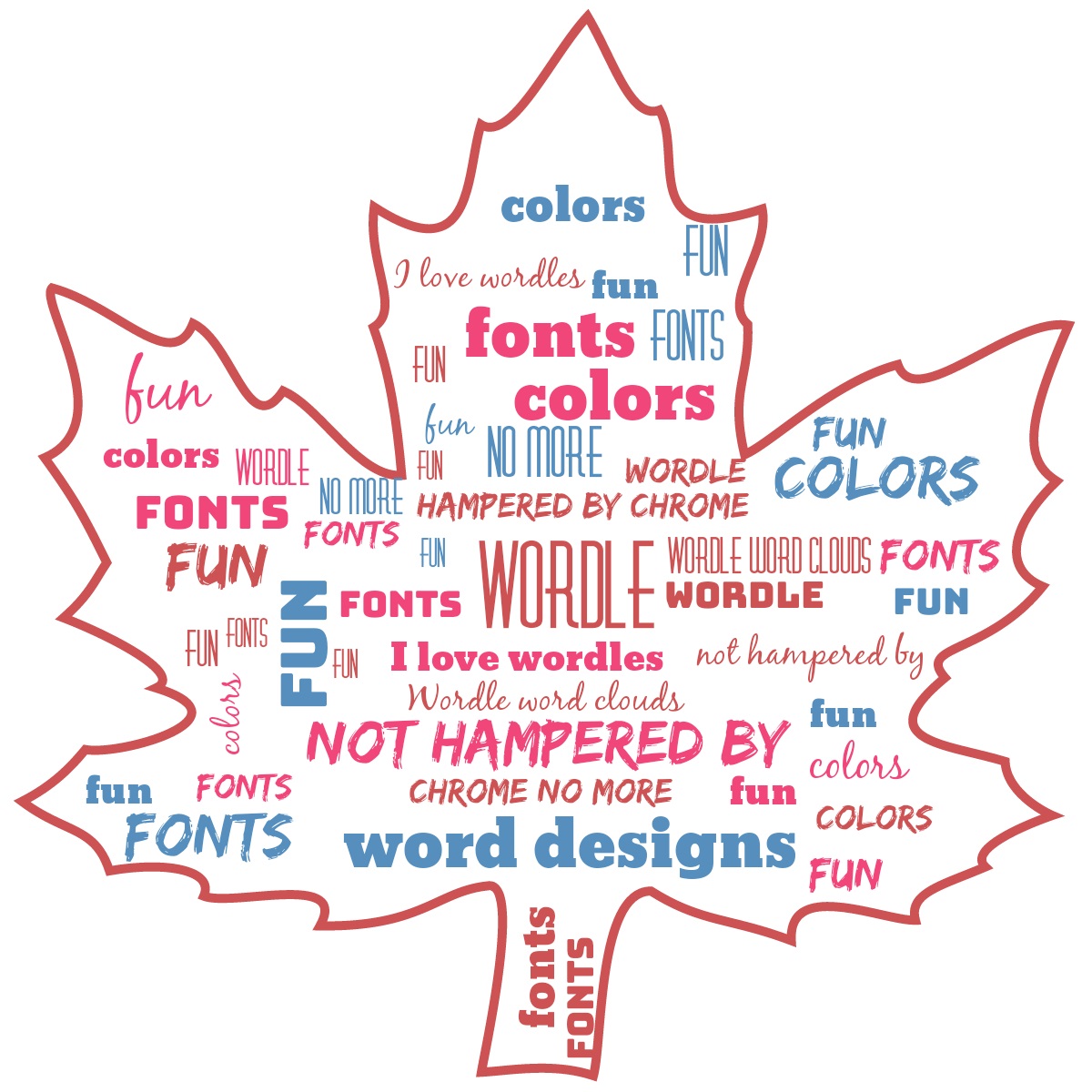 © 2017 Marsha Musselman. fun with wordles using the  leaf shape