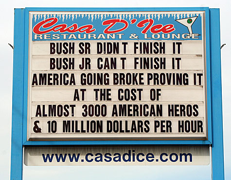 outside sign - this man really put this stuff on his billboard