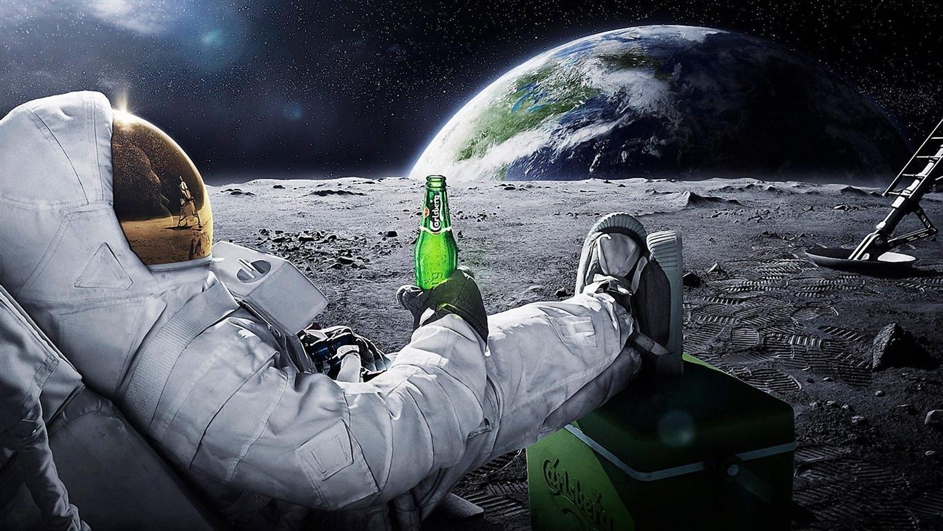 cool, astronaut, is, being, beer,
