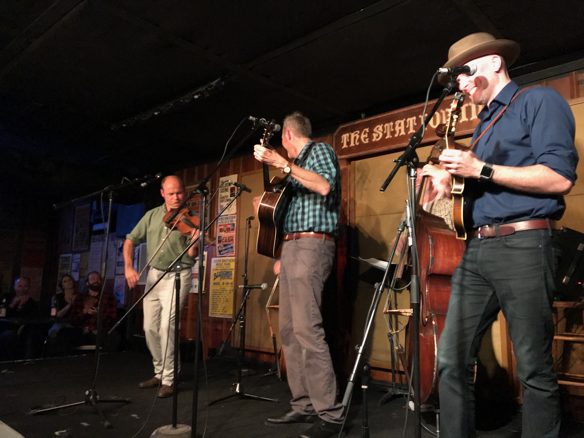 The band (L-R: Shad Cobb, Robbie Fulks, Todd Phillips, Scott Simontacchi) having fun.  Photo taken by and the property of FourWalls.