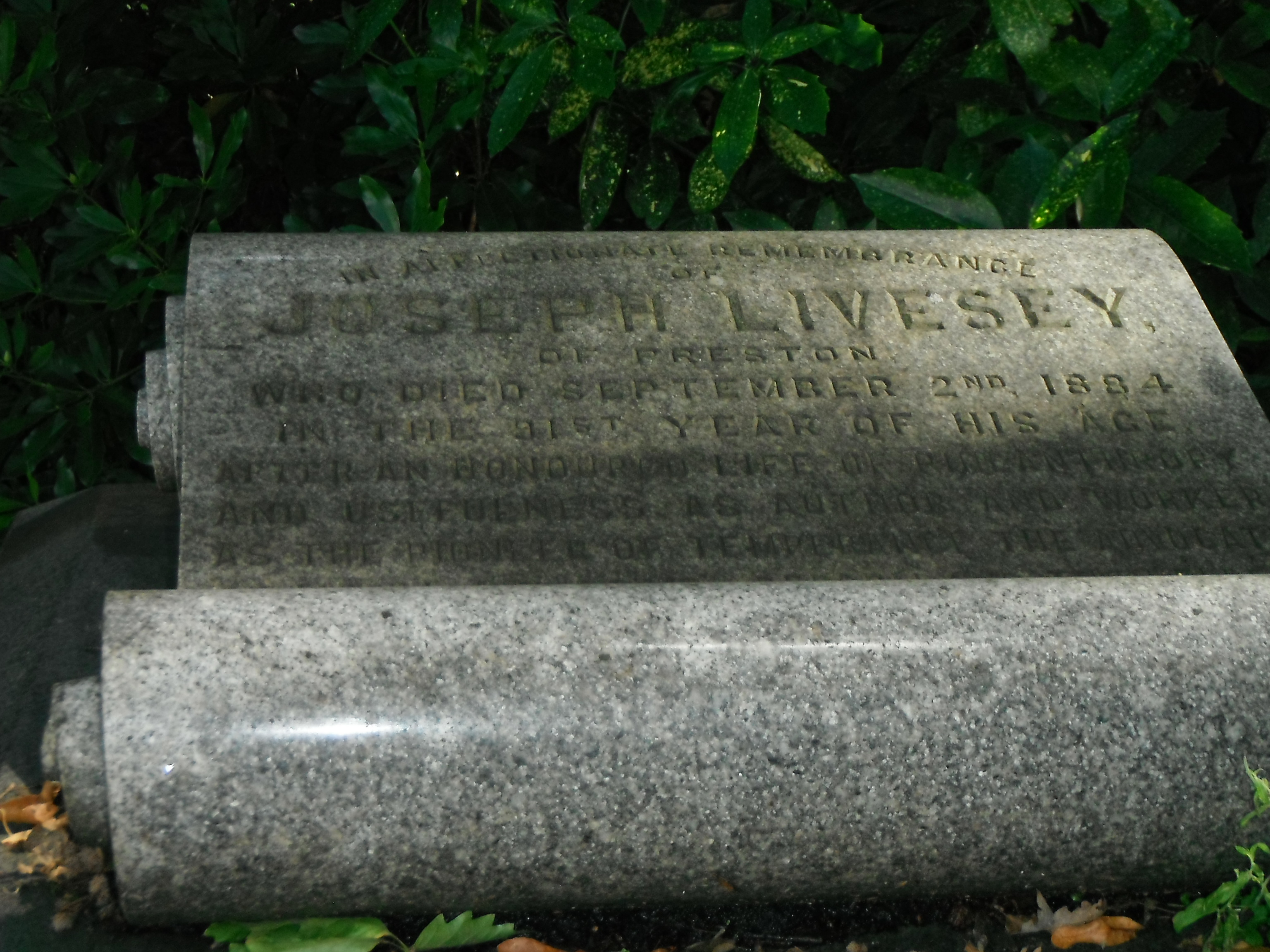 photo taken by me - gravestone in Preston Cemetery 