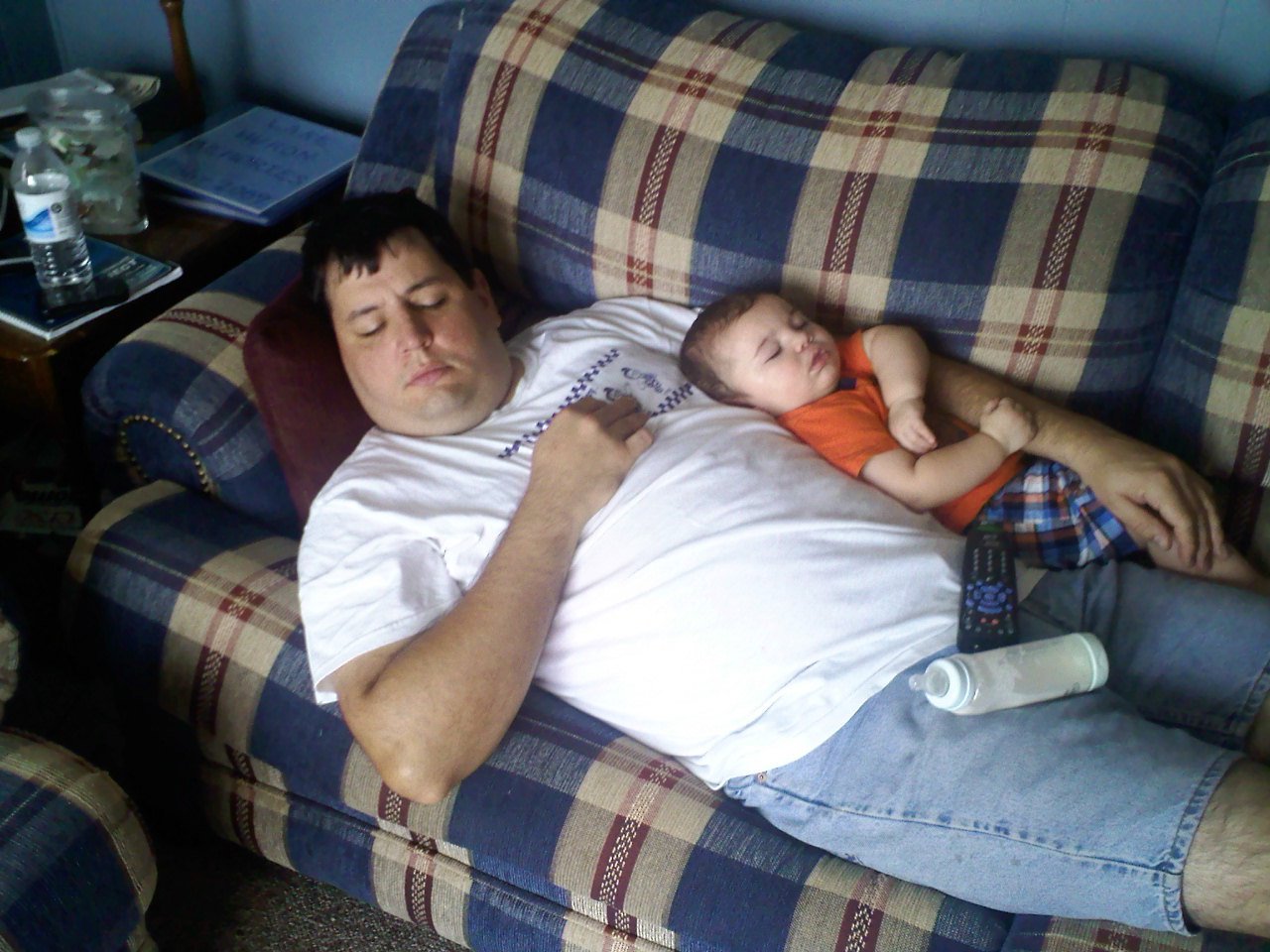 My husband and son asleep