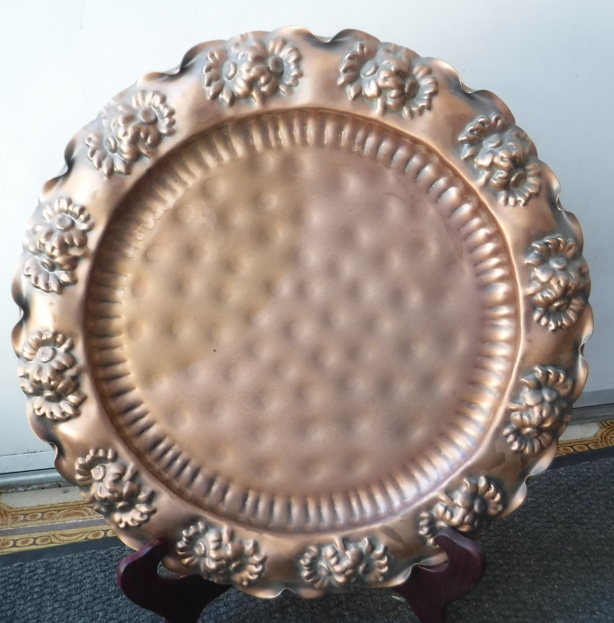 Copper platter that&#039;s been on top of the buffet cupboards for years that I have up on eBay