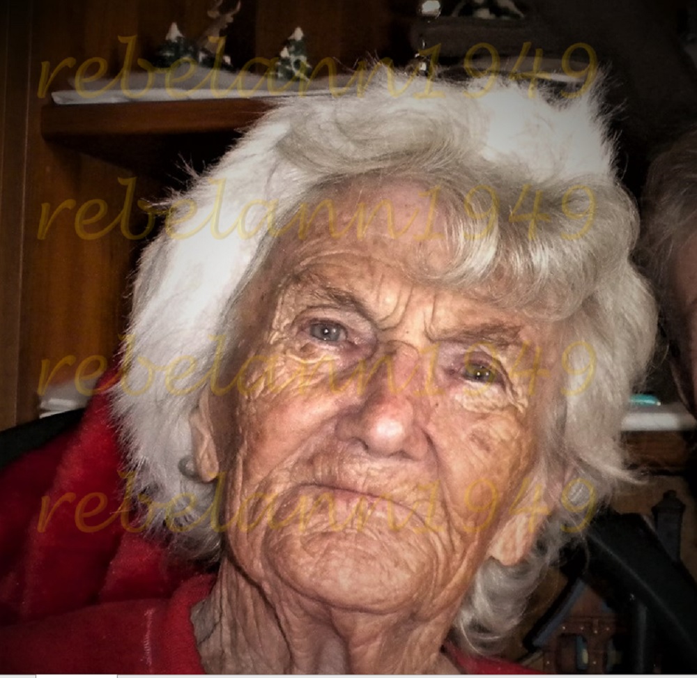 My mom in 2010, she was born in 1916.