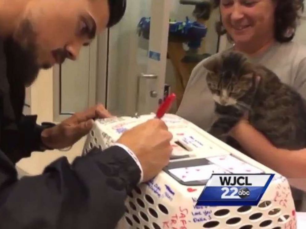 Riverside ASPCA employees with Kitty Bitty Riverside ASPCA employees with Kitty Bitty