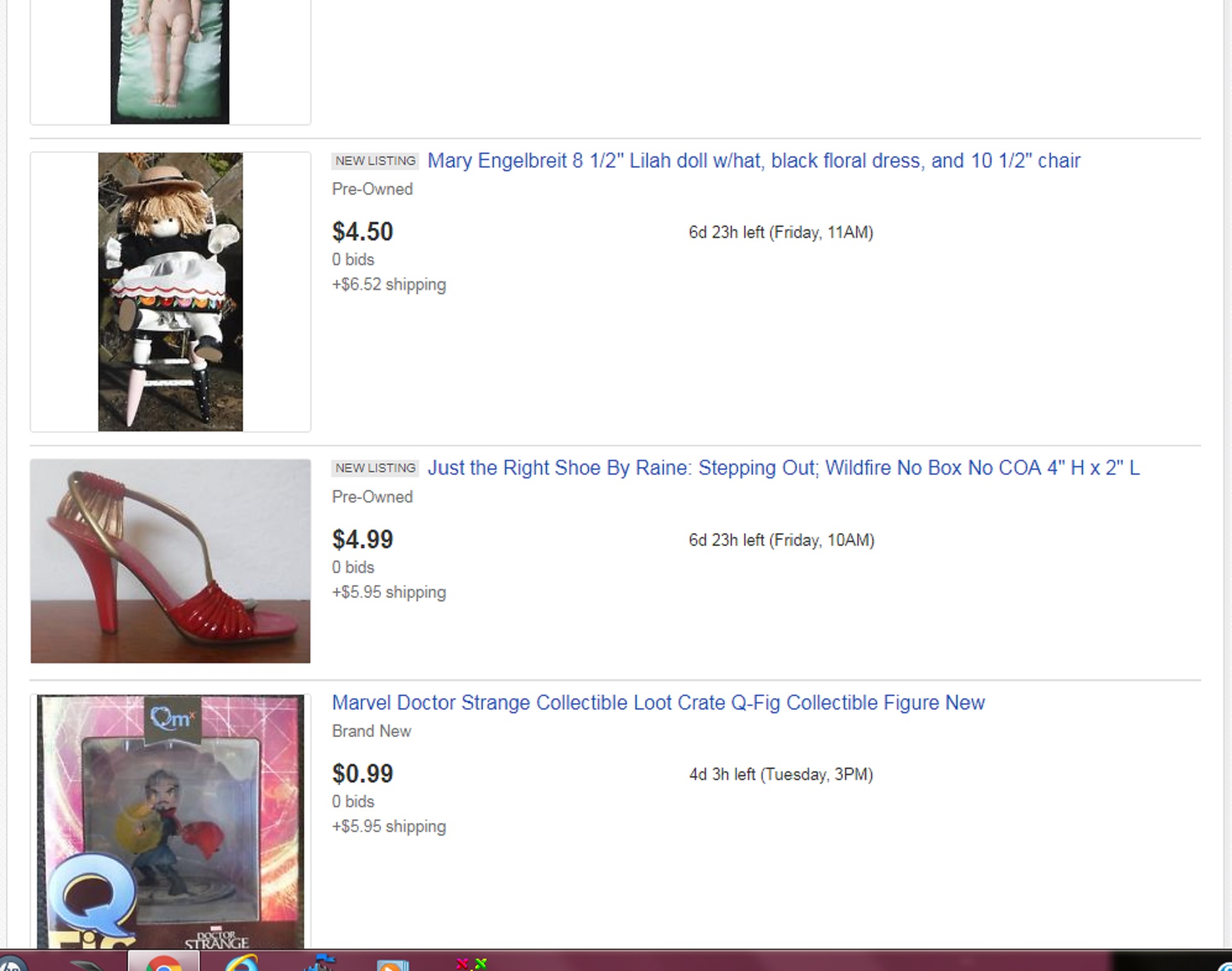 Screencap I took of the items I have up on eBay