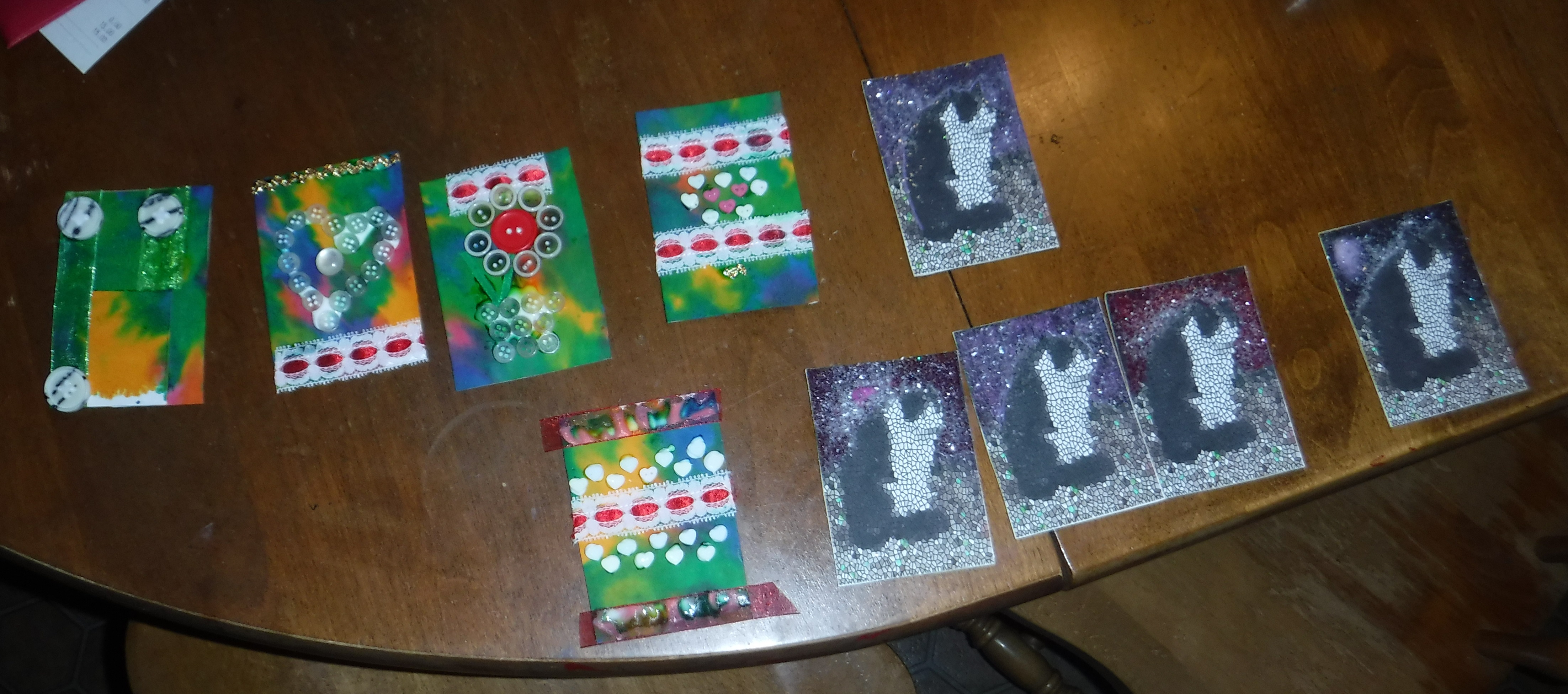 Photo I took of the Artist Trading Cards I made tonight