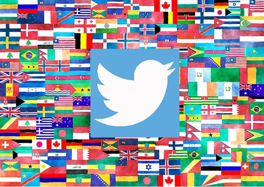 Twitter logo and flags