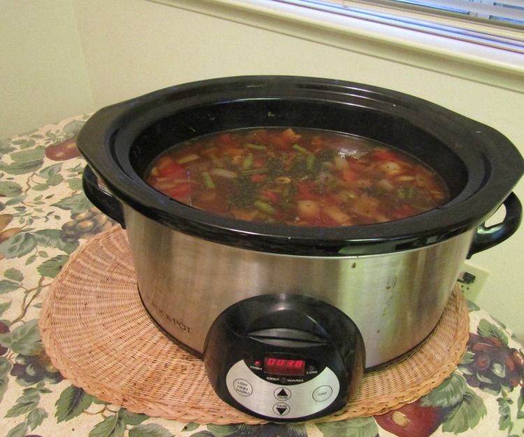 A Crockpot Full of Vegetable Beef Soup