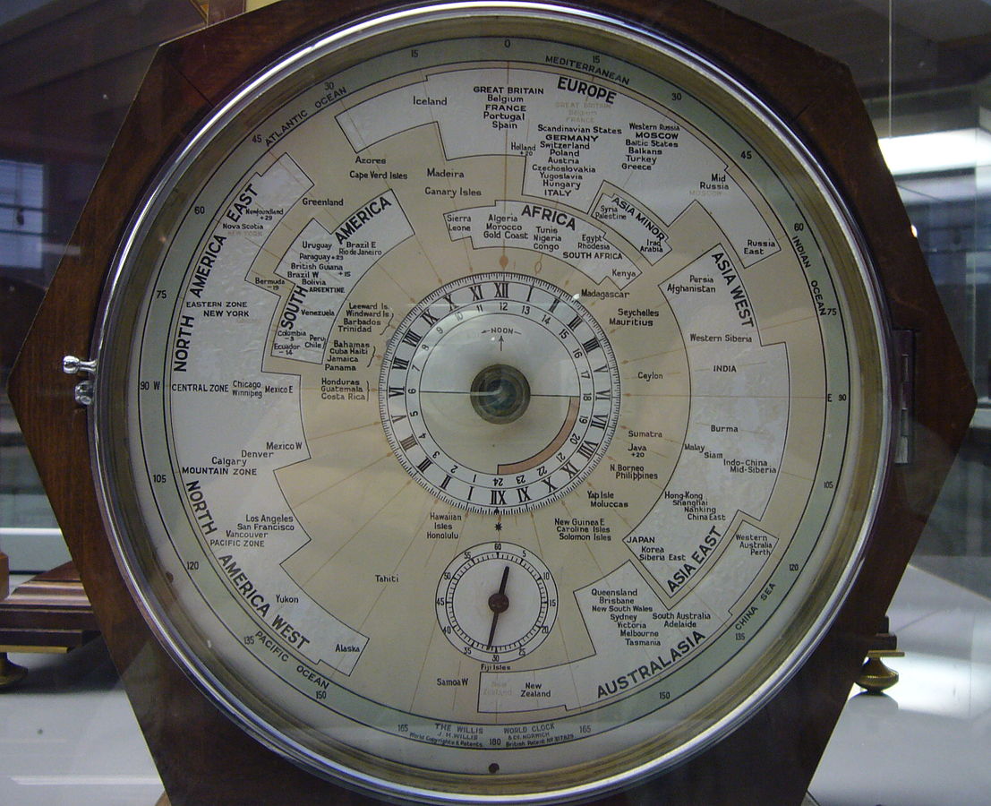 https://commons.wikimedia.org/wiki/File:Willis-world-clock.jpg https://commons.wikimedia.org/wiki/File:Willis-world-clock.jpg