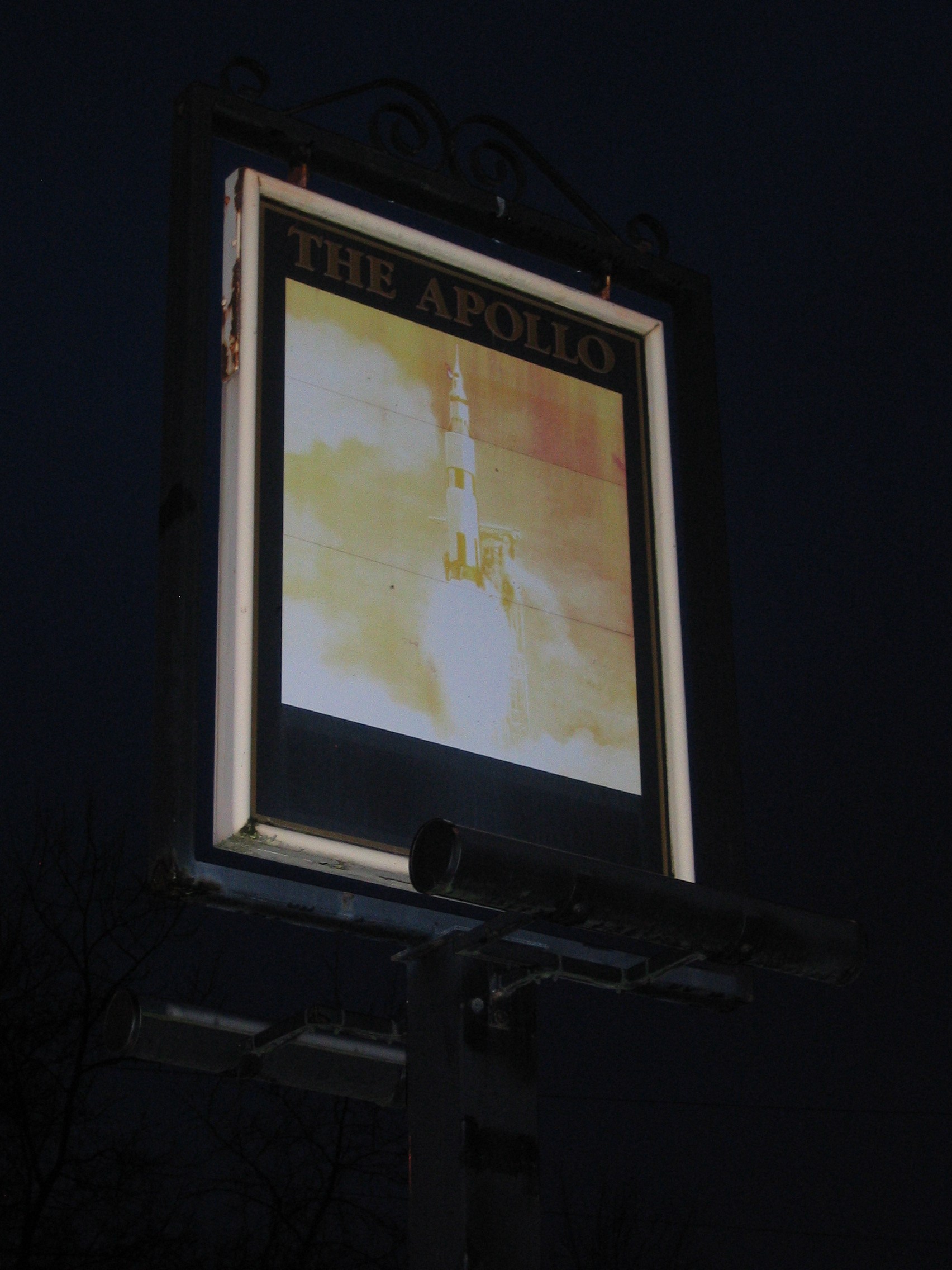 Photo taken by me – pub sign for The Apollo pub, Miles Platting, Manchester