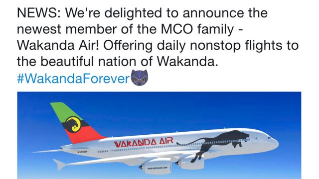 Wakanda Airlines taking people to Wakanda. Get real.