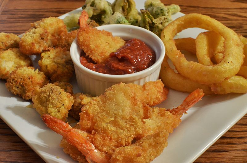 https://commons.wikimedia.org/wiki/File:Deep-fried_foods_with_dipping_sauce.jpg https://commons.wikimedia.org/wiki/File:Deep-fried_foods_with_dipping_sauce.jpg