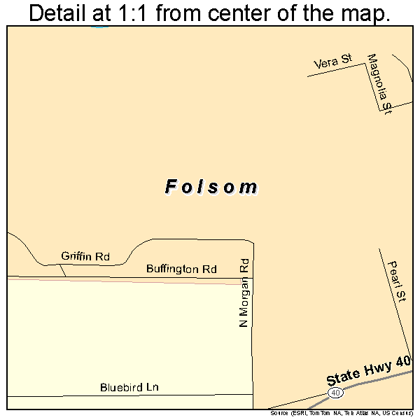 City map of Folsom Louisiana.