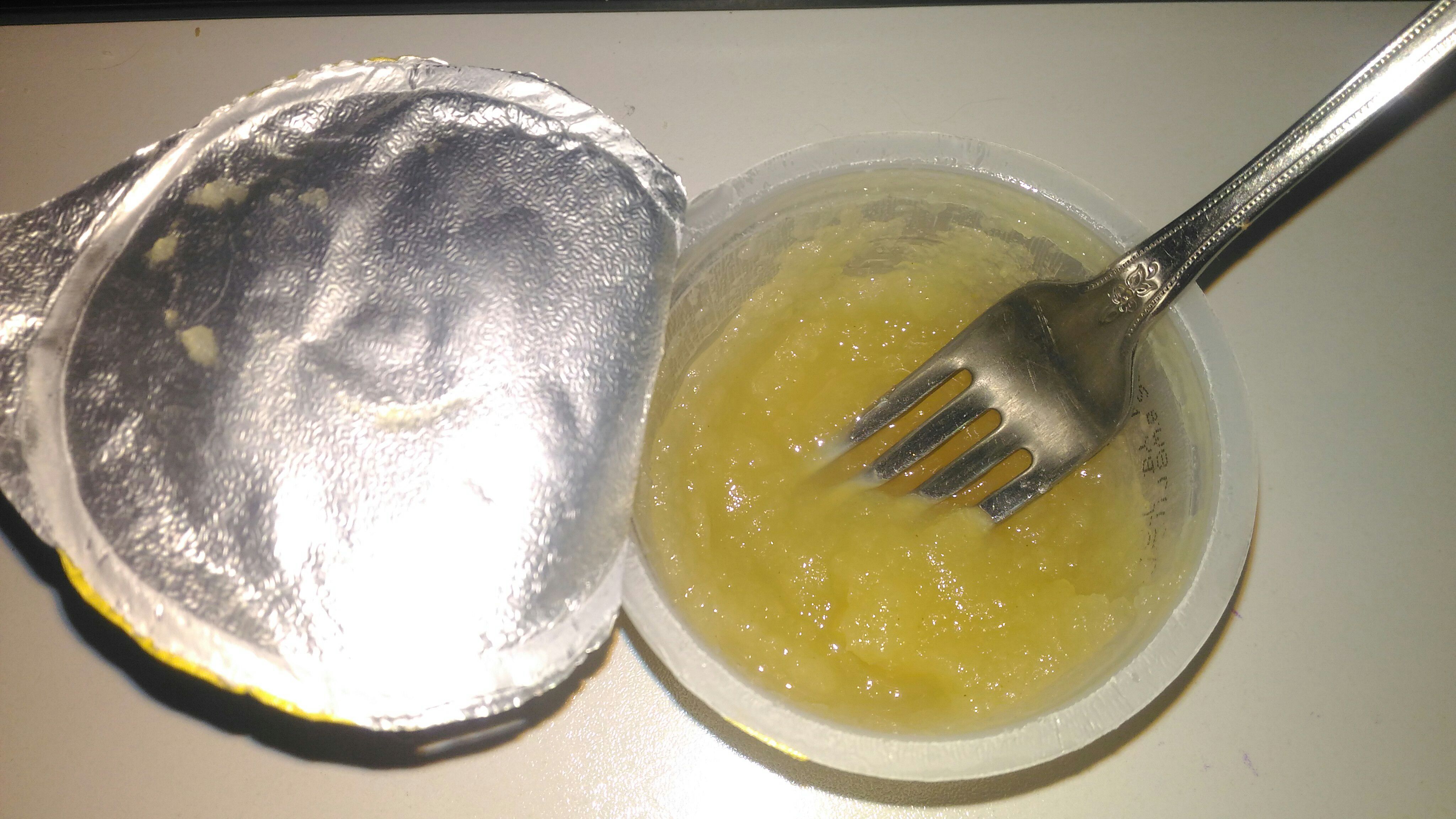 Applesauce with a fork