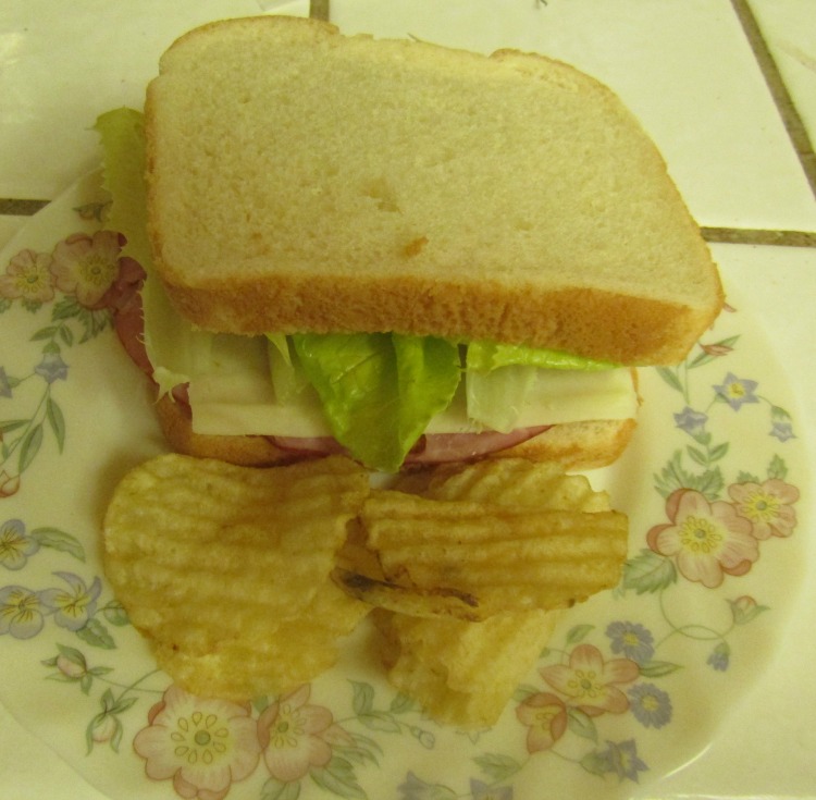Ham and Cheese Sandwich on White Bread 