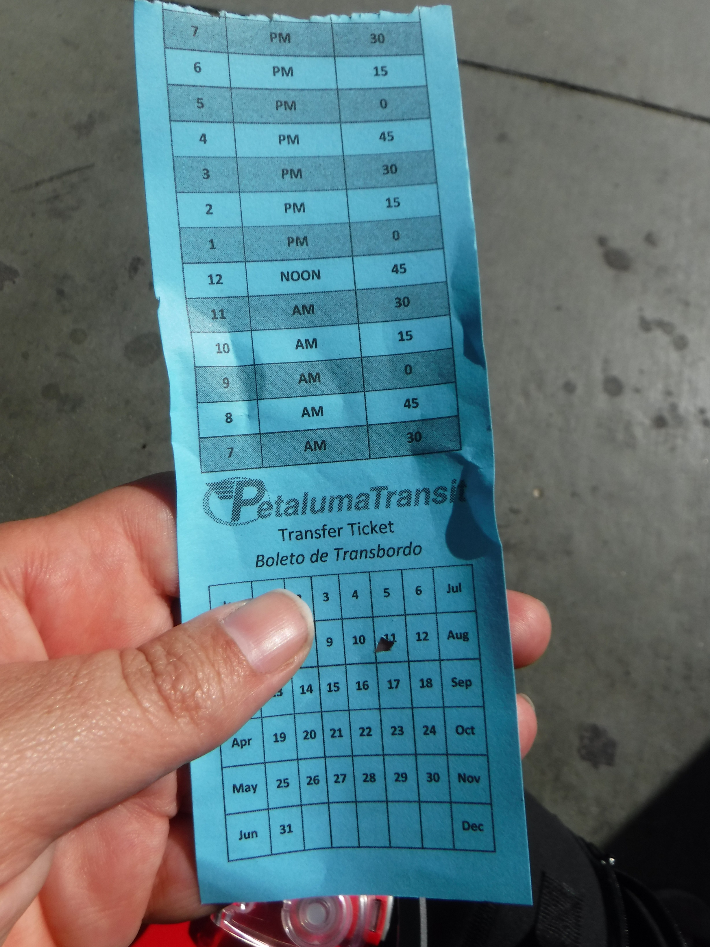 Photo I took of a bus transfer in my hand Photo I took of a bus transfer in my hand
