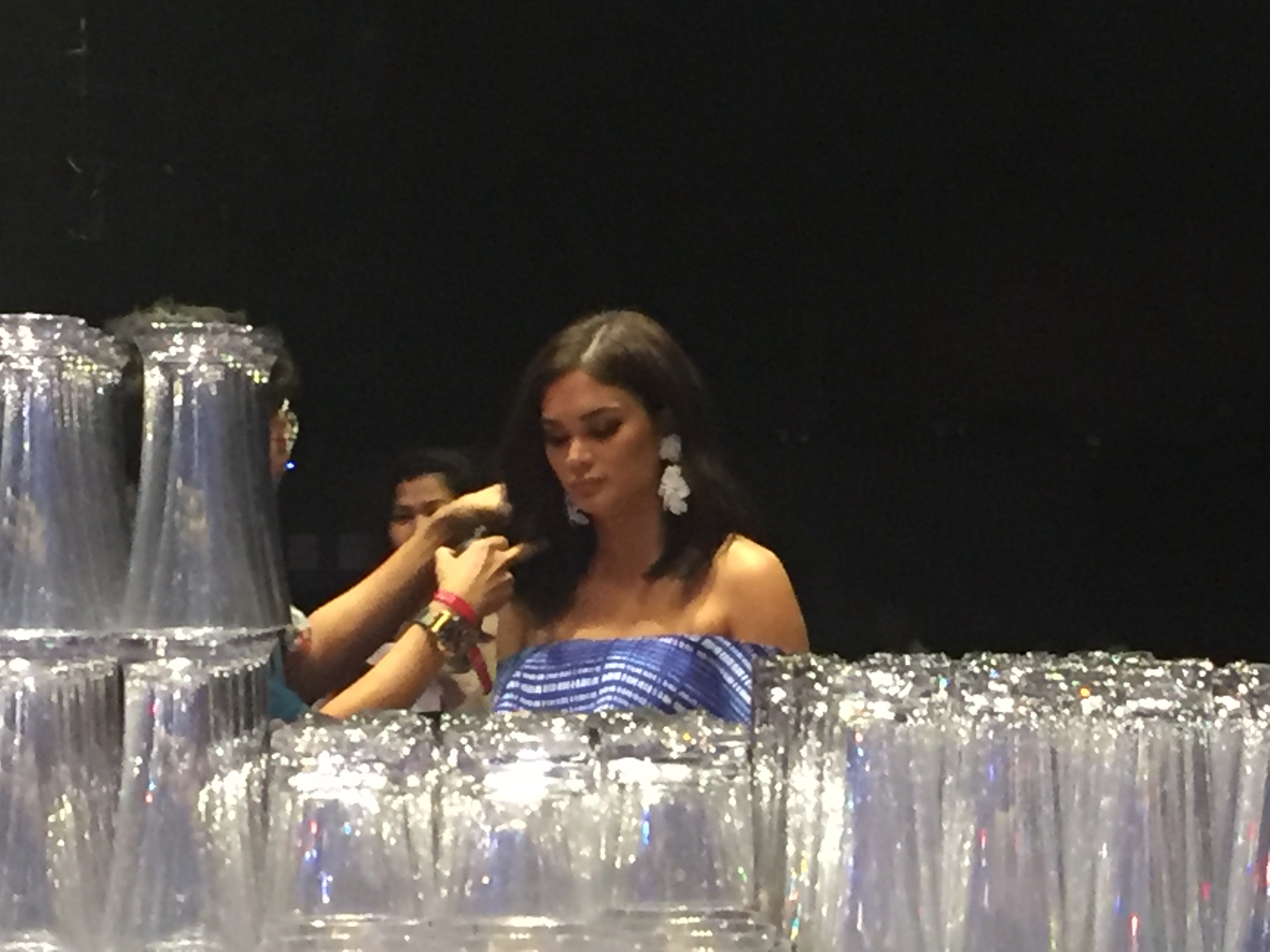 Pia Wurtzbach while preparing for the next activity. I was able to capture photos and videos at the bar.