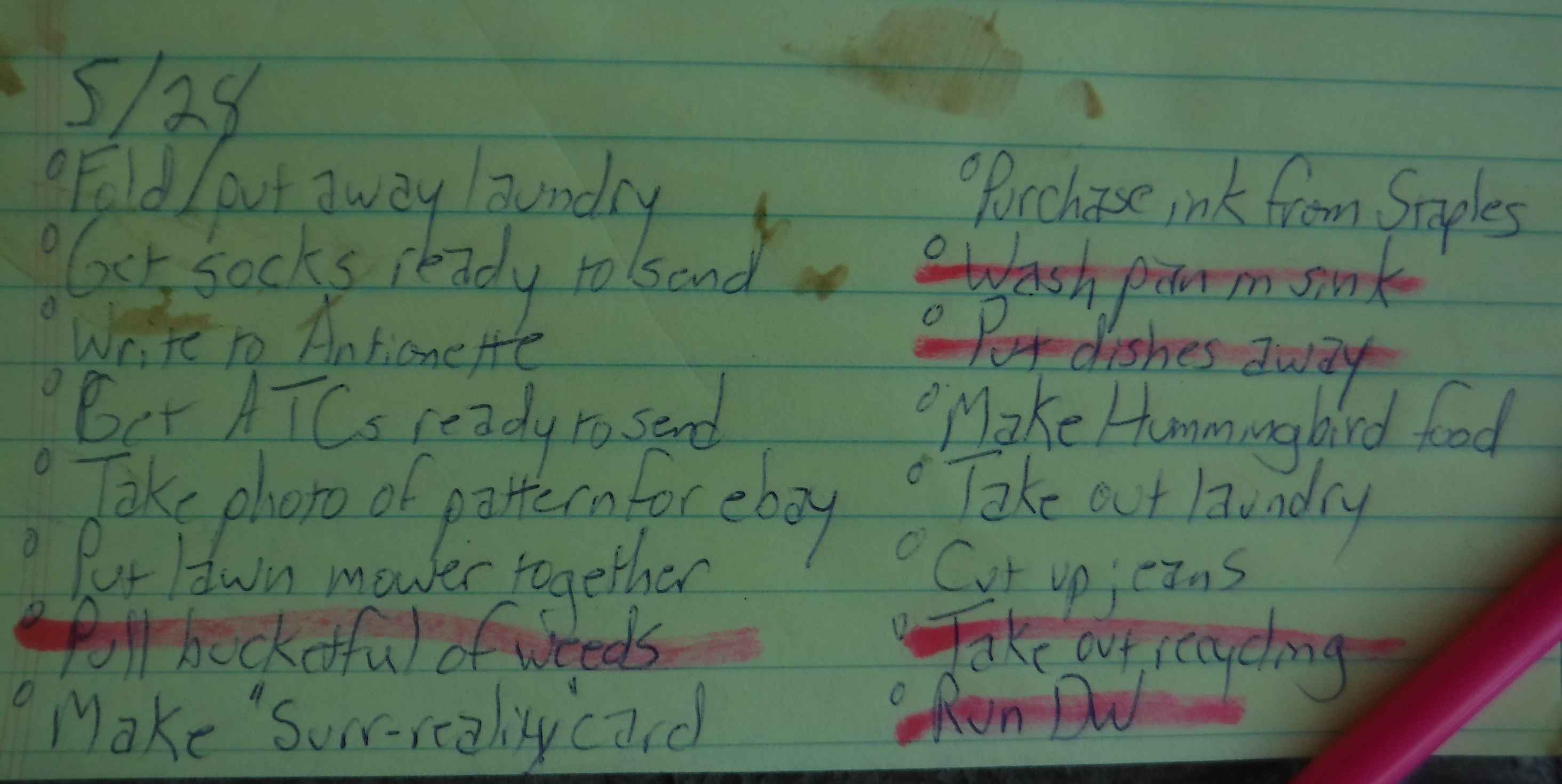Photo I took of my To Do List for today Photo I took of my To Do List for today