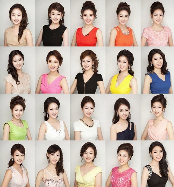 different girls? or the same one 16 times? https://petapixel.com/2013/04/25/portraits-of-miss-korea-2013-contestants-spark-discussion-on-plastic-surgery/