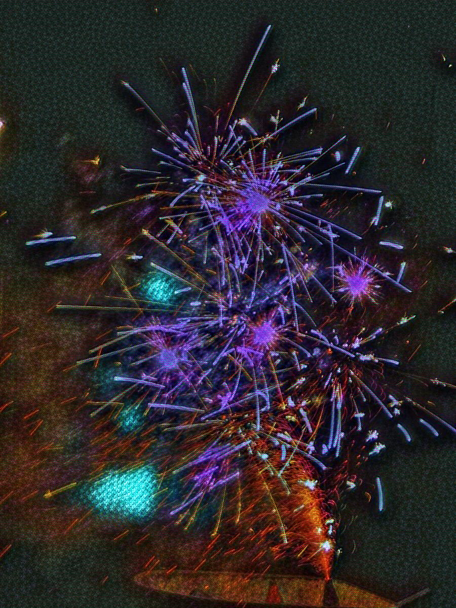 Photo I took of fireworks with nebula effect on LunaPic.com