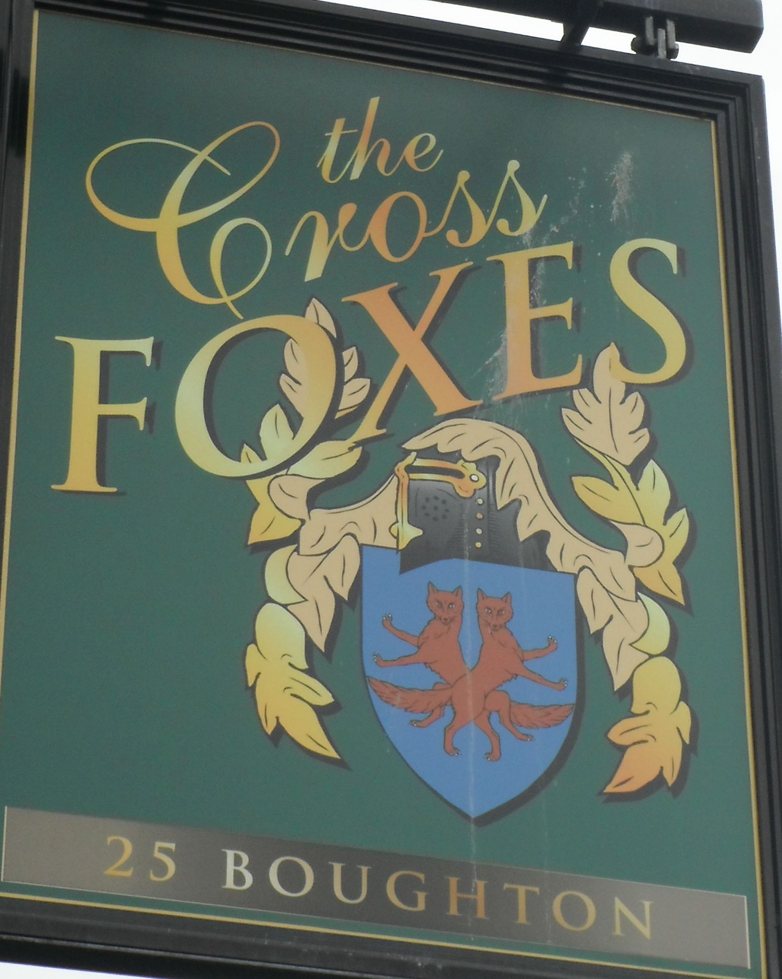 Photo taken by me – The Cross Foxes pub sign, Boughton, Chester  