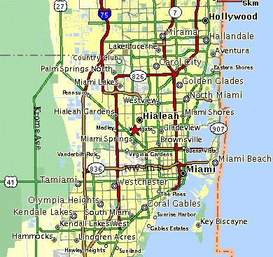 City map of Hialeah Florida