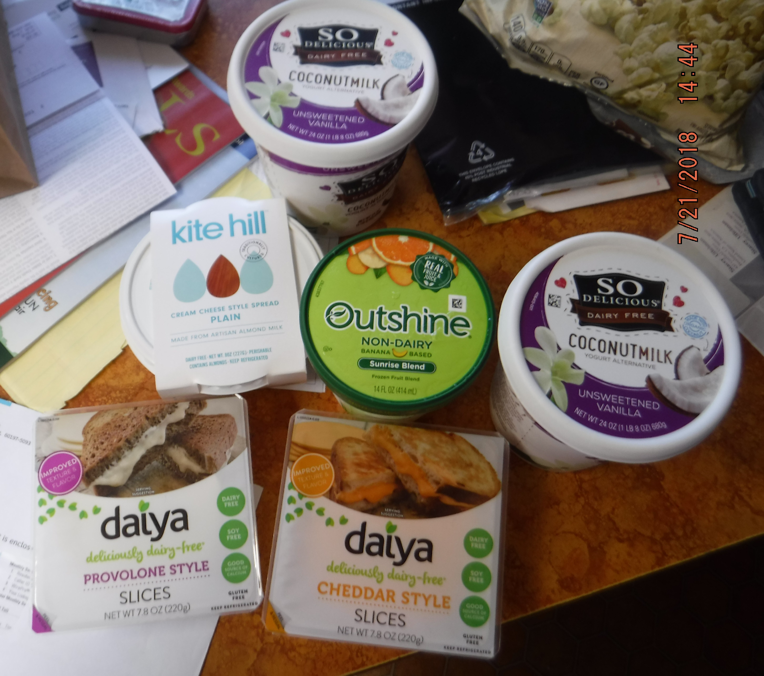 A photo I took of the non-dairy products that I bought today