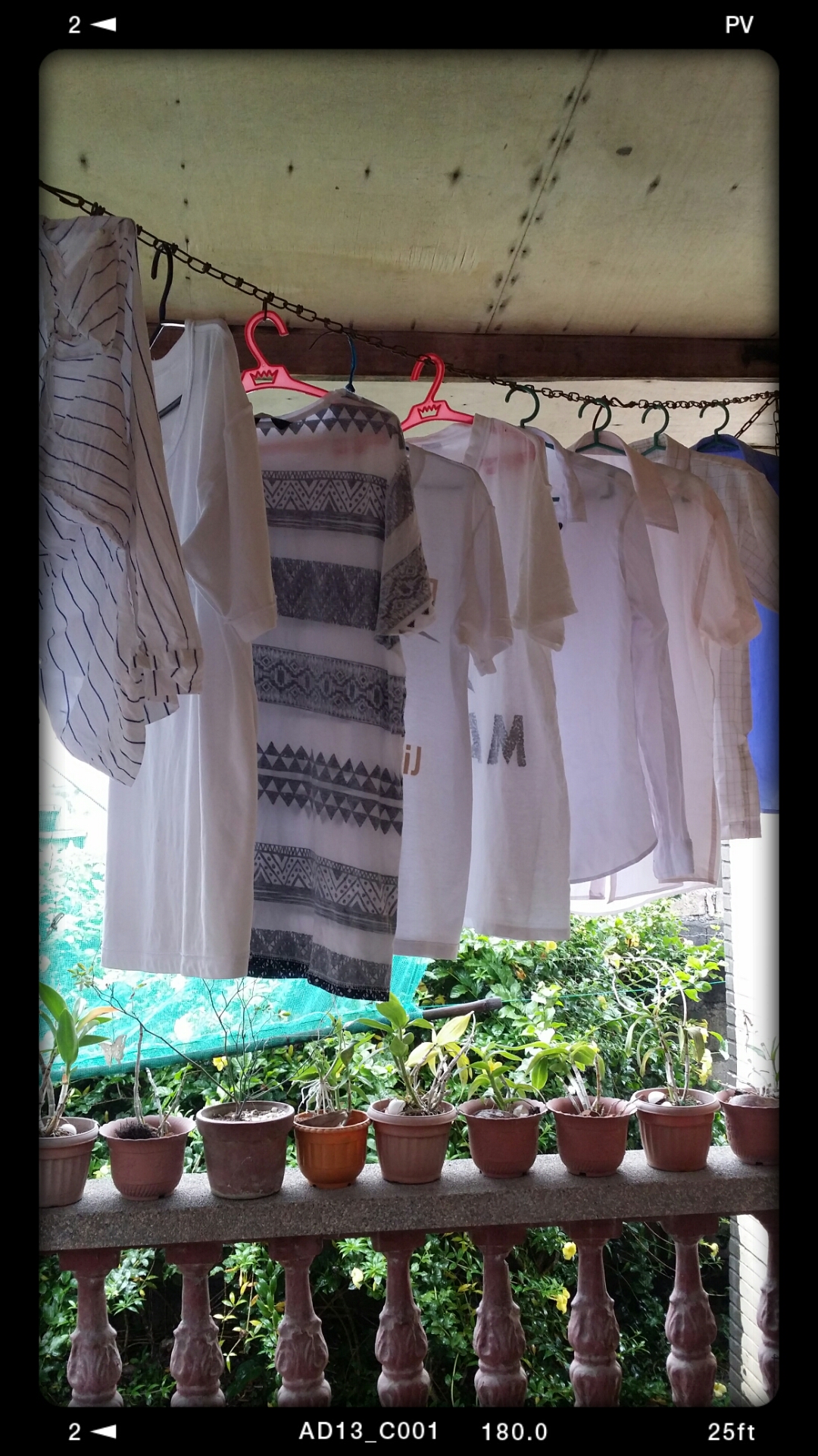hanging clothes at the veranda 