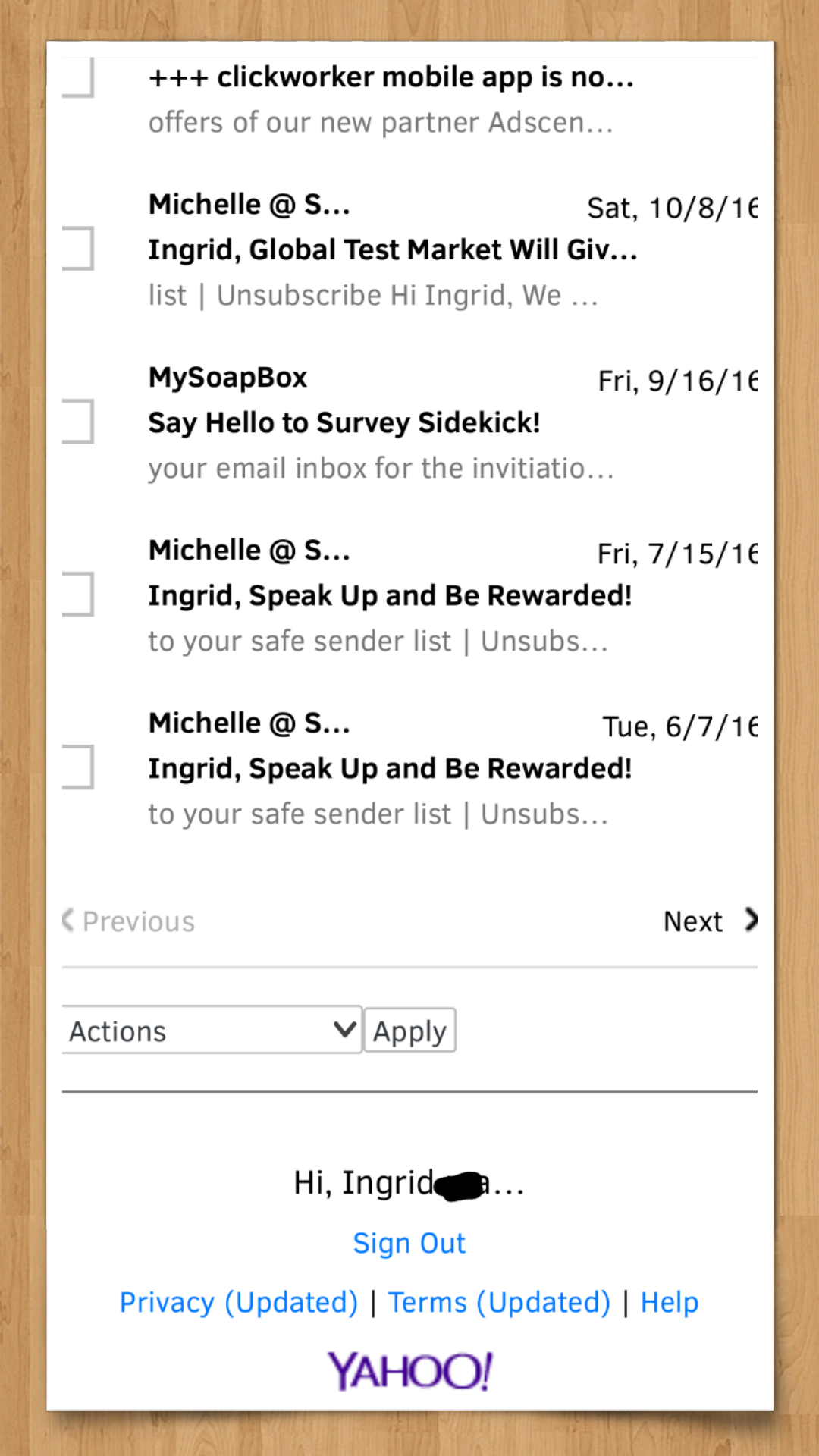 my email page my email page