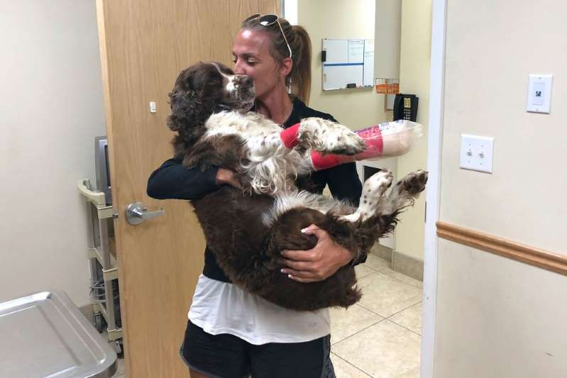 Boomer getting a kiss from his new owner TIa Vargas