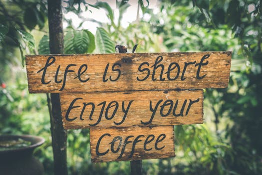 https://www.pexels.com/photo/shallow-photography-of-life-is-short-enjoy-your-coffee-signage-888992/ https://www.pexels.com/photo/shallow-photography-of-life-is-short-enjoy-your-coffee-signage-888992/
