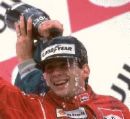 Aryton Senna  - Picture of Aryton of a victory with the campaign flowing