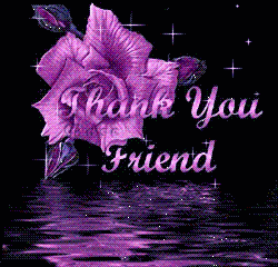 Thank You Rose Just For You! - this i a beautiful purple rose with a very dark almost black background and it has sparkles here and there and it has the words thank you friend in purple letters to match the rose..