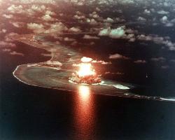 Nuclear Bomb Test - This is a photo of a nuclear bomb test.