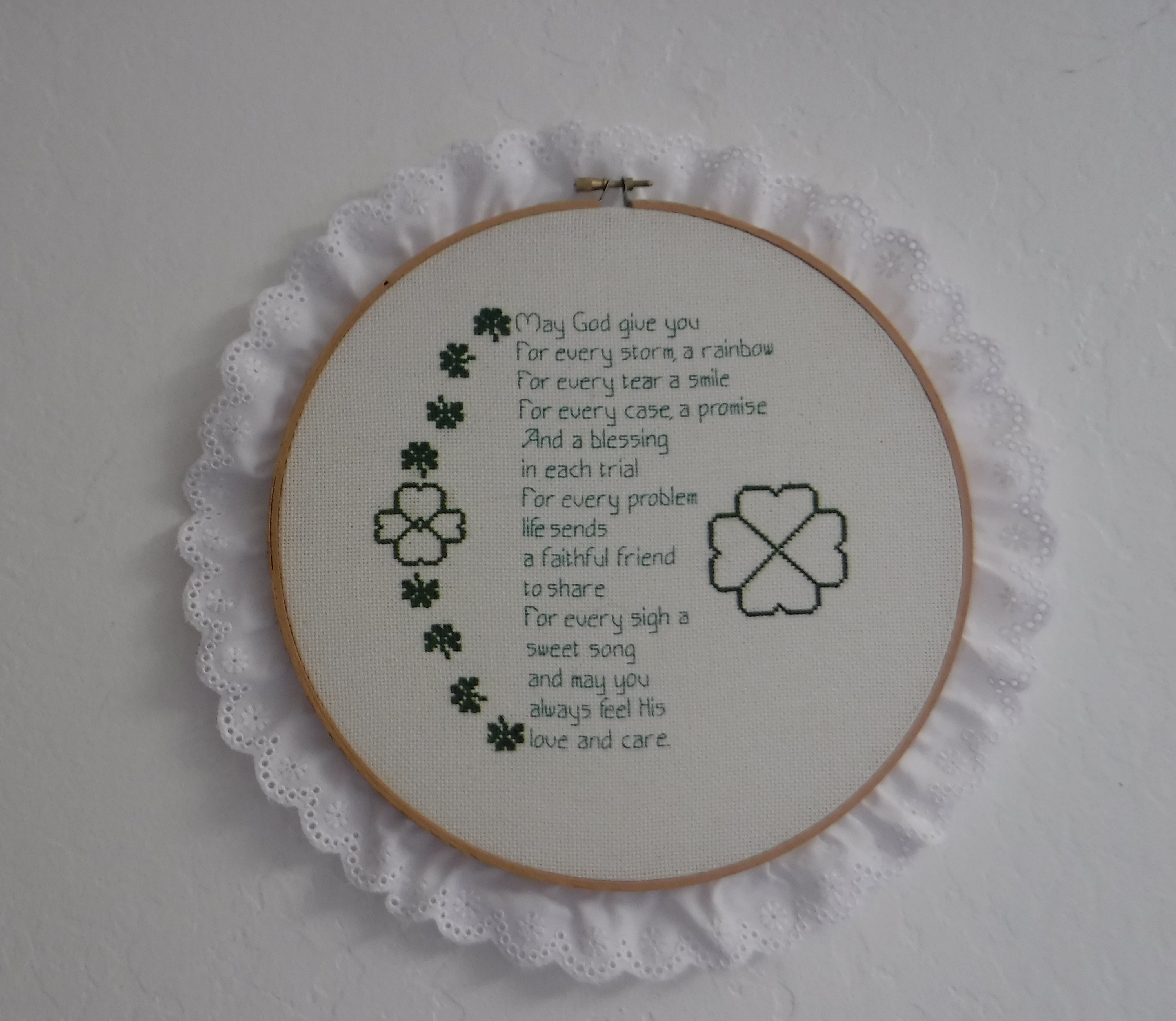 Photo I took of the Cross stitched Irish Blessing that I listed in my shop this afternoon Photo I took of the Cross stitched Irish Blessing that I listed in my shop this afternoon
