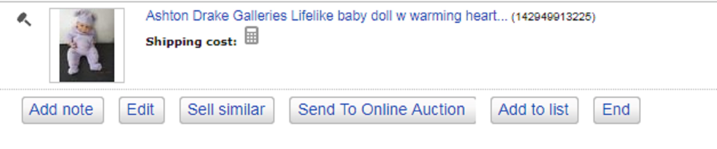 Screen cap of the doll I put up for sale on eBay this weekend