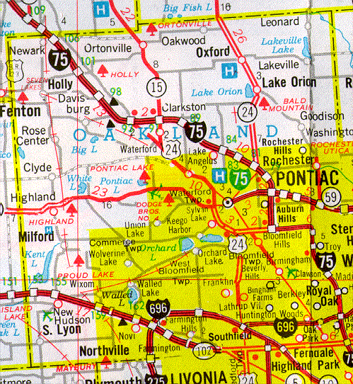 City map of Oakland County Michigan