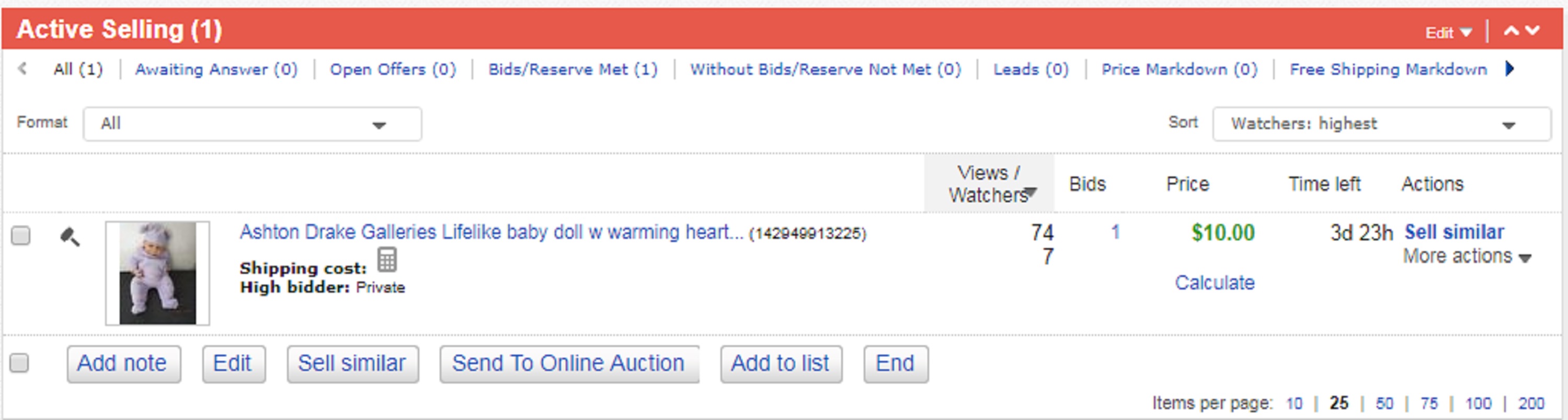 Screen cap I took of the eBay auction of my mother's doll
