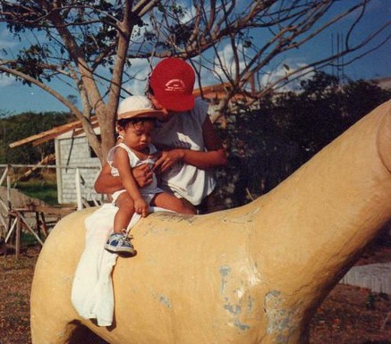 my son and i in the resort that is the school where   we are employed now