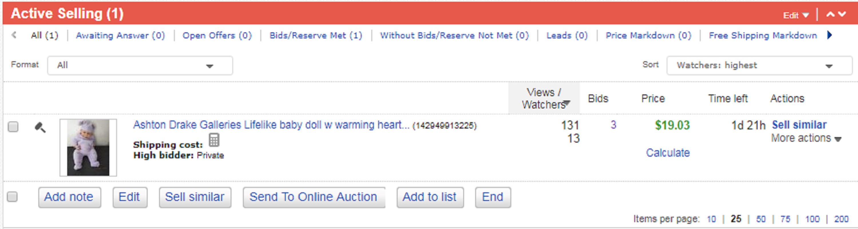 Screen cap of my ebay auction for Moms Ashton Drake warming heart doll